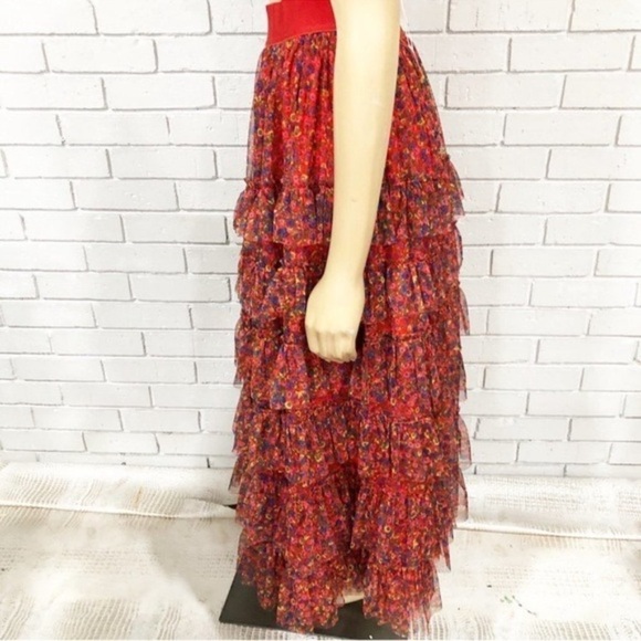 Boden Women’s Rocket Red Ruffle Tulle Midi Skirt -Size 14 - Picture 5 of 6